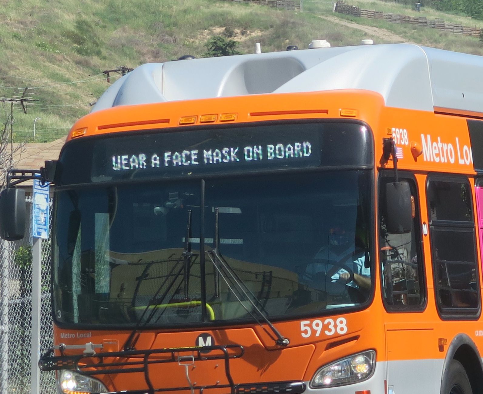Wear a Face Mask sign on Metro bus during coronavirus outbreak